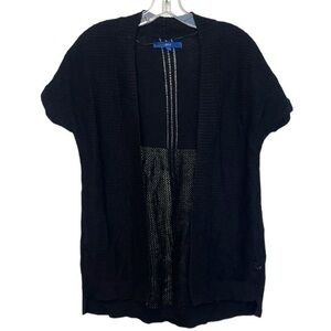 APT 9 Cap Sleeve Cardigan Black Open Weave Womens size small